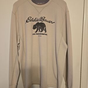Eddie Bauer Men's Cream Waffle Knit Crewneck Sweater